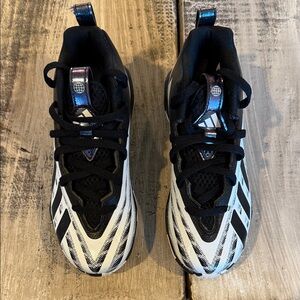 Adidas Kids Black and White Striped Sneakers